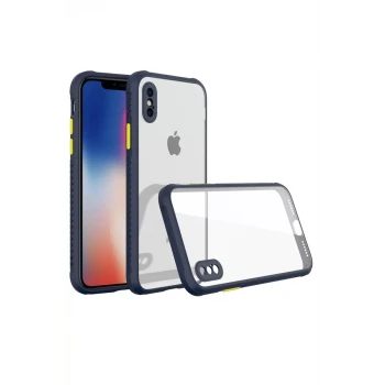 Newface Apple iPhone XS Max Kılıf Miami Şeffaf Silikon - Lacivert