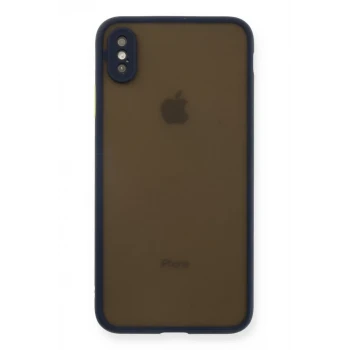 Newface Apple iPhone XS Max Kılıf Montreal Silikon Kapak - Lacivert