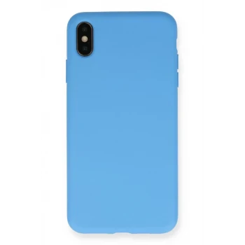Newface Apple iPhone XS Max Kılıf Nano içi Kadife Silikon - Mavi