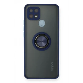 Newface Oppo A15 Kılıf Montreal Yüzüklü Silikon Kapak - Lacivert