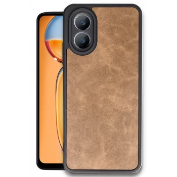Newface Oppo A38 Kılıf Aras Deri Kapak - Taba