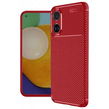 Newface Oppo A38 Kılıf Auto Focus Karbon Kapak - Kırmızı