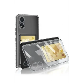 Newface Oppo A38 Kılıf Kart Şeffaf Silikon - Şeffaf