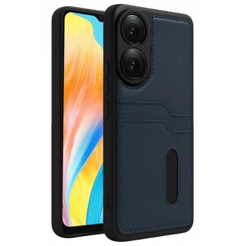 Newface Oppo A38 Sara Kartvizitli Deri Kılıf - Lacivert