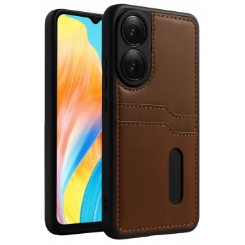 Newface Oppo A38 Sara Kartvizitli Deri Kılıf - Taba