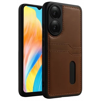 Newface Oppo A38 Sara Kartvizitli Deri Kılıf - Taba