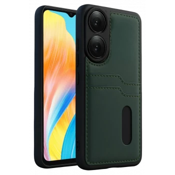 Newface Oppo A38 Sara Kartvizitli Deri Kılıf - Yeşil