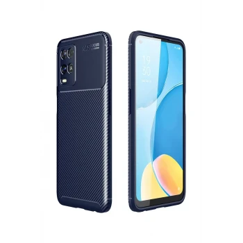 Newface Oppo A54 4G Kılıf Auto Focus Karbon Kapak - Lacivert