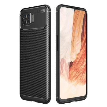 Newface Oppo A73 Kılıf Auto Focus Karbon Kapak - Siyah