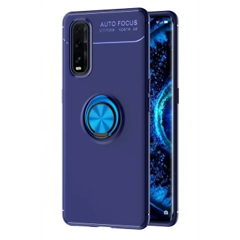 Newface Oppo Find X2 Kılıf Range Yüzüklü Silikon - Mavi