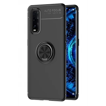 Newface Oppo Find X2 Kılıf Range Yüzüklü Silikon - Siyah