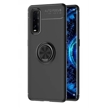 Newface Oppo Find X2 Kılıf Range Yüzüklü Silikon - Siyah
