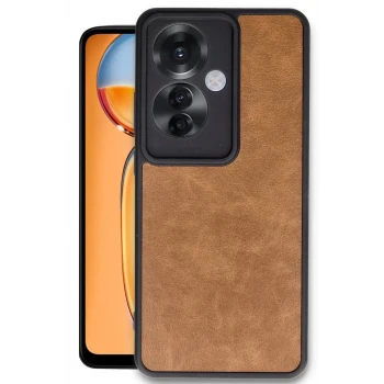 Newface Oppo Reno 11F Kılıf Aras Deri Kapak - Taba
