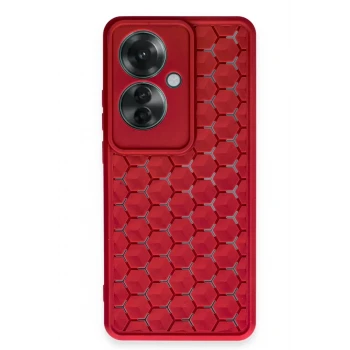Newface Oppo Reno 11F Kılıf Petek Silikon Kapak - Kırmızı