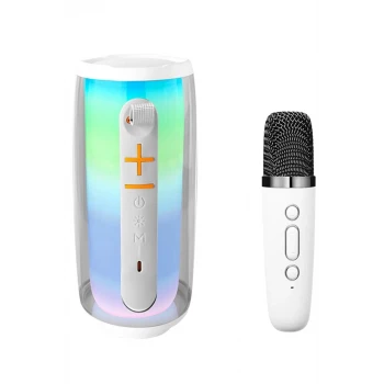 Newface Pluse 6 Mikrofonlu RGB Kablosuz Hoparlör - Beyaz
