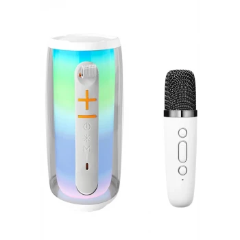 Newface Pluse 6 Mikrofonlu RGB Kablosuz Hoparlör - Beyaz