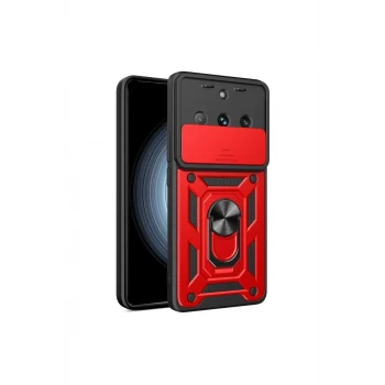 Newface Realme 11 Pro Kılıf Pars Lens Yüzüklü Silikon - Kırmızı
