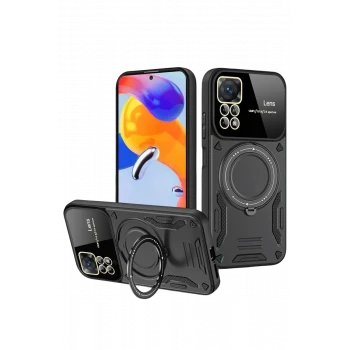 Newface Realme 11 Pro Plus Joy Lens Standlı Kapak - Siyah