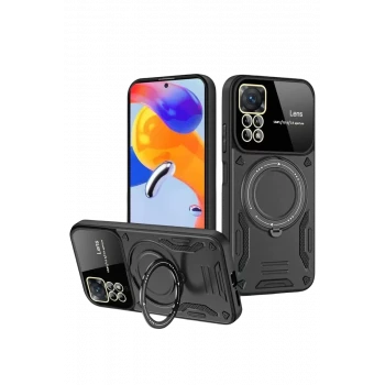 Newface Realme 11 Pro Plus Joy Lens Standlı Kapak - Siyah