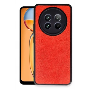 Newface Realme 12 5G Kılıf Aras Deri Kapak - Kırmızı