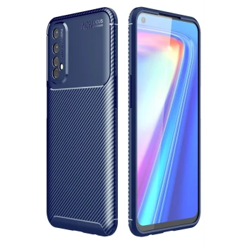 Newface Realme 7 Kılıf Auto Focus Karbon Kapak - Lacivert