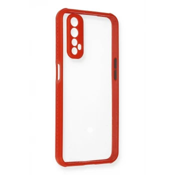 Newface Realme 7 Kılıf Miami Şeffaf Silikon - Kırmızı