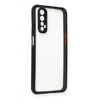 Newface Realme 7 Kılıf Miami Şeffaf Silikon - Siyah