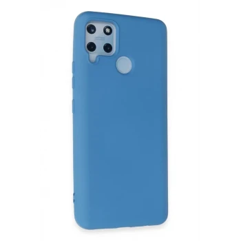 Newface Realme C15 Kılıf Nano içi Kadife Silikon - Mavi