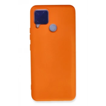 Newface Realme C15 Kılıf Nano içi Kadife Silikon - Turuncu