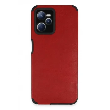 Newface Realme C35 Kılıf Loop Deri Silikon - Kırmızı