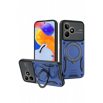 Newface Realme C53 Kılıf Joy Lens Standlı Kapak - Lacivert