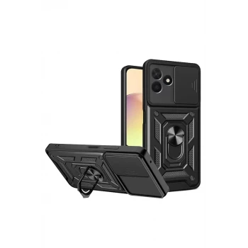 Newface Realme C53 Kılıf Pars Lens Yüzüklü Silikon - Siyah