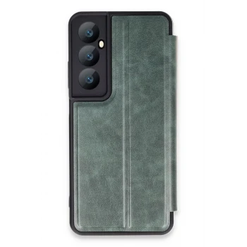 Newface Realme C65 Kılıf Flip Cover - Koyu Yeşil