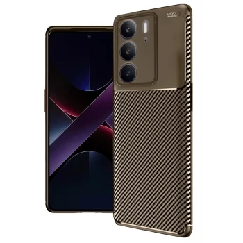 Newface Realme C75 4G Auto Focus Karbon Kapak - Kahverengi