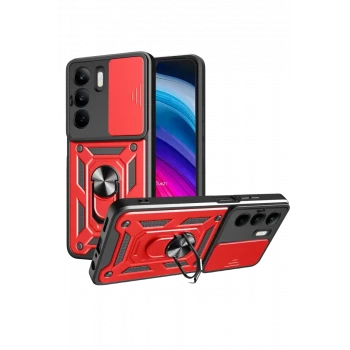 Newface Realme C75 4G Kılıf Pars Lens Yüzüklü Silikon - Kırmızı