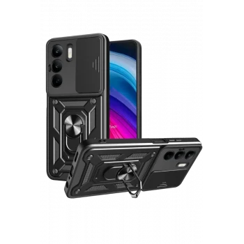 Newface Realme C75 4G Kılıf Pars Lens Yüzüklü Silikon - Siyah