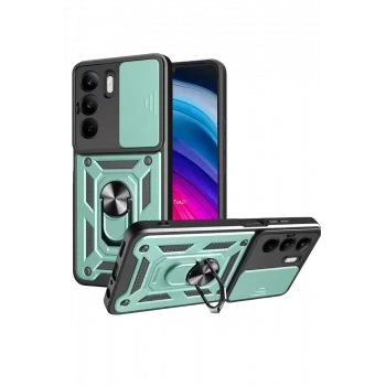 Newface Realme C75 4G Kılıf Pars Lens Yüzüklü Silikon - Yeşil