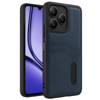 Newface Realme Note 50 4G Kılıf Sara Kartvizitli Deri Kılıf - Lacivert