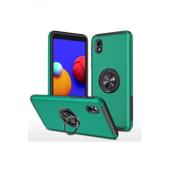 Newface Samsung Galaxy A01 Core Kılıf Elit Yüzüklü Kapak - Yeşil