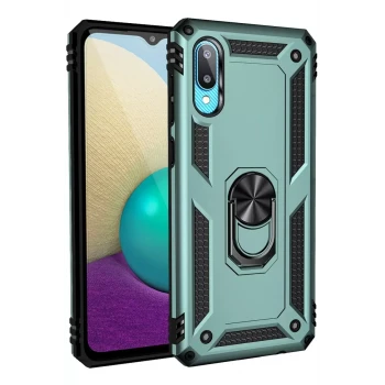 Newface Samsung Galaxy A02 Kılıf Sofya Yüzüklü Silikon Kapak - Yeşil