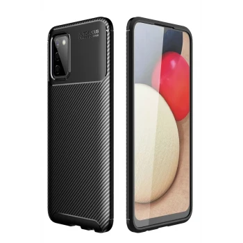 Newface Samsung Galaxy A02S Kılıf Auto Focus Karbon Kapak - Siyah