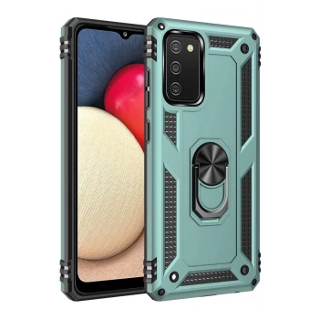 Newface Samsung Galaxy A02S Kılıf Sofya Yüzüklü Silikon Kapak - Yeşil