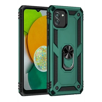 Newface Samsung Galaxy A03 Kılıf Sofya Yüzüklü Silikon Kapak - Yeşil