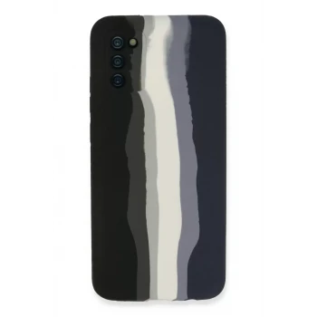 Newface Samsung Galaxy A03S Kılıf Ebruli Lansman Silikon - Siyah-Lacivert