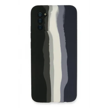 Newface Samsung Galaxy A03S Kılıf Ebruli Lansman Silikon - Siyah-Lacivert