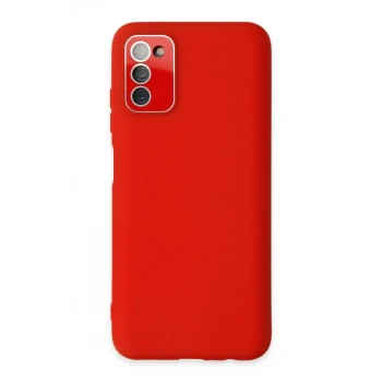 Newface Samsung Galaxy A03S Kılıf Lansman Glass Kapak - Kırmızı