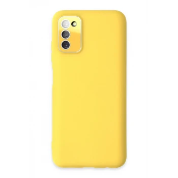 Newface Samsung Galaxy A03S Kılıf Lansman Glass Kapak - Sarı