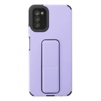 Newface Samsung Galaxy A03S Kılıf Mega Standlı Silikon - Lila