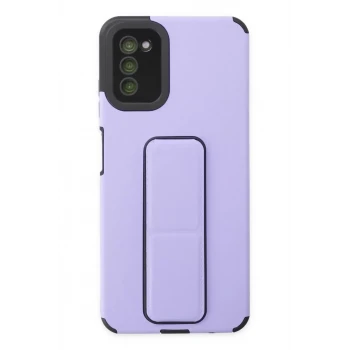 Newface Samsung Galaxy A03S Kılıf Mega Standlı Silikon - Lila
