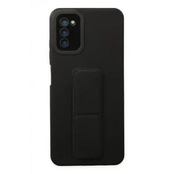Newface Samsung Galaxy A03S Kılıf Mega Standlı Silikon - Siyah